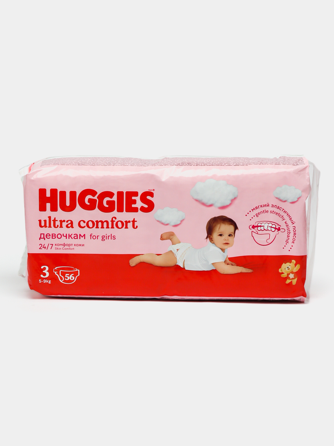 Подгузники для девочек Huggies Ultra Comfort размер 3 5 9 кг 56 шт