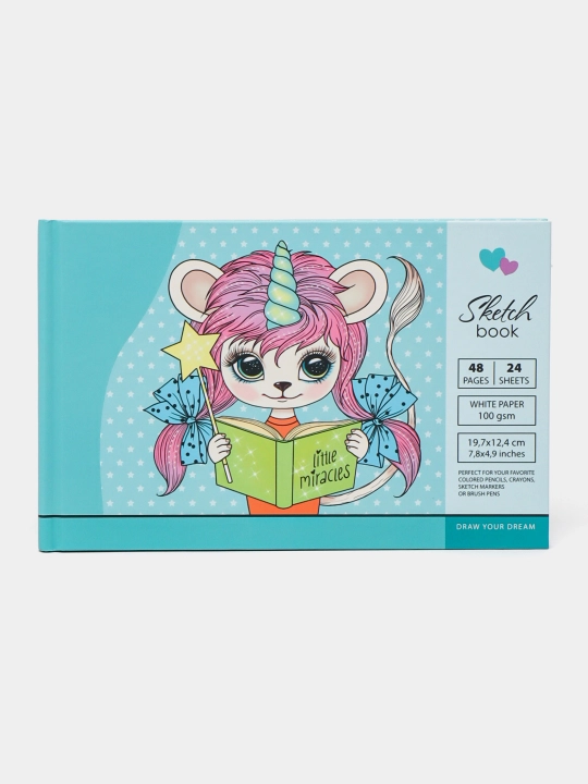 Sketchbook 7BC, 197x124 mm, 24 varaq, bo'sh varaqlar, mat laminatsiya dizayni 8168 21557