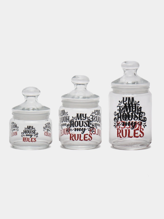 Sochiluvchan moddalarni saqlash uchun Luminarc shisha bankalar to‘plami,500ml/750ml/1000ml - 