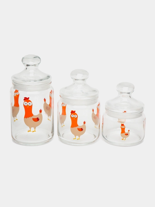 Sochiluvchan moddalarni saqlash uchun Luminarc shisha bankalar to‘plami,500ml/750ml/1000ml