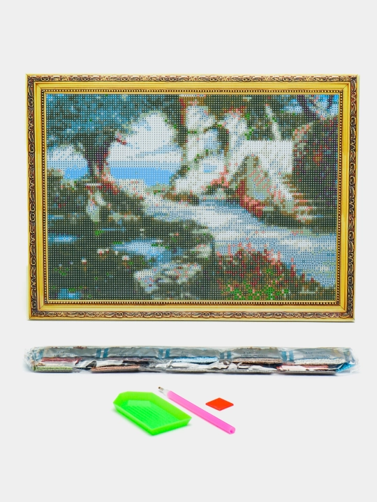 Olmos mozaika, bolalar to'plami, ijod uchun to'plam, podrama bilan, 30x40 sm, Olmos