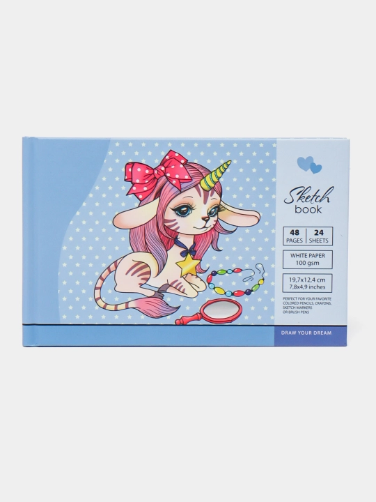 Sketchbuk 7БЦ, 197х124mm, 24 varaq, bo'sh varaqlar, mat laminatsiya dizayni 21563 - 