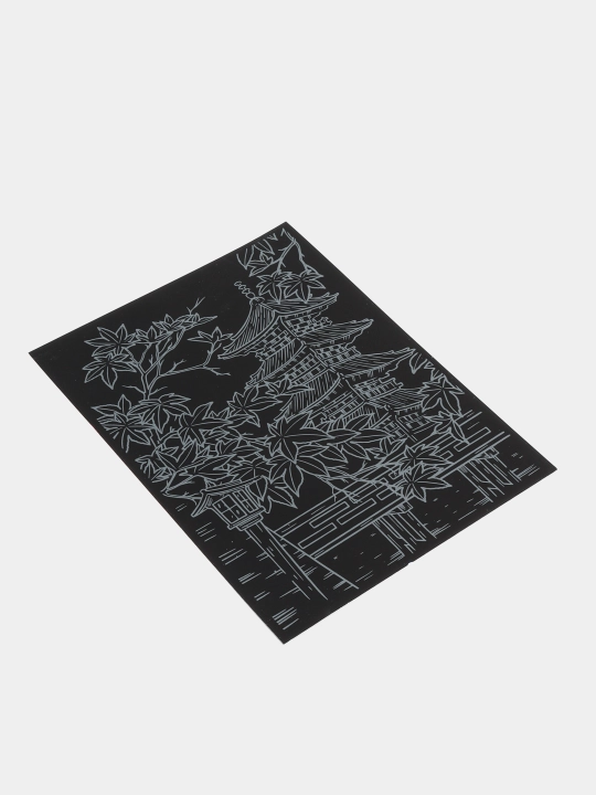 Skratching, 18*24 sm, Yaponiya "Maple at Temple" Gr-750