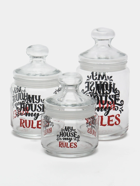 Sochiluvchan moddalarni saqlash uchun Luminarc shisha bankalar to‘plami,500ml/750ml/1000ml