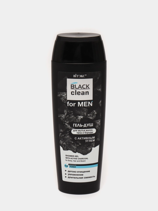 Dush geli Viteks Black Clean For Men, tana va soqolni yuvish uchun faollashtish, 400 ml