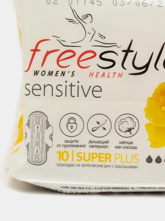 Ayollar gigiyenik prokladkalari Free Style Sensitive super, 10 dona