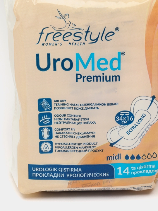 Ayollar gigiyenik prokladkalari Free Style UroMed Premium, 14 dona