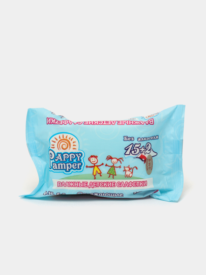 Салфетки влажные гигиенические "Pappy Pamper" Освежающие (15+2 шт.) — DETBHT-FST0046