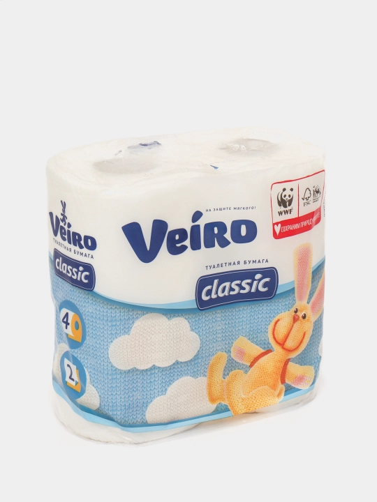 Туалетная бумага Veiro Classic, белая, 4 рулона