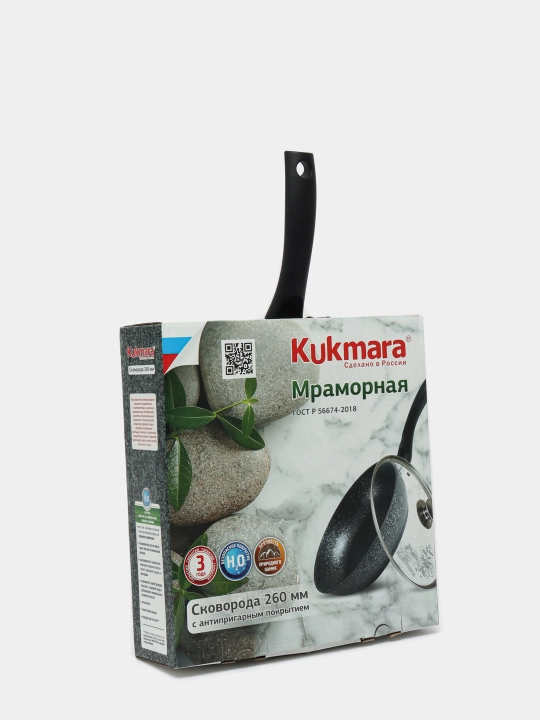Tova Kukmara yopishmaydigan qoplamali, qora marmar tutqich va shisha qopqoq bilan