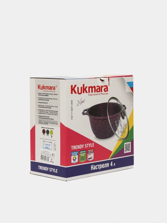 Kastryulya Kukmara Trendy Style, shisha qopqoq bilan, laym