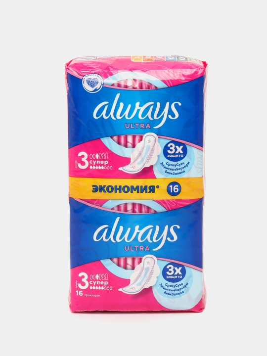 Always Ultra Super gigiyenik prokladkalar, o‘lchami 3, 16 dona