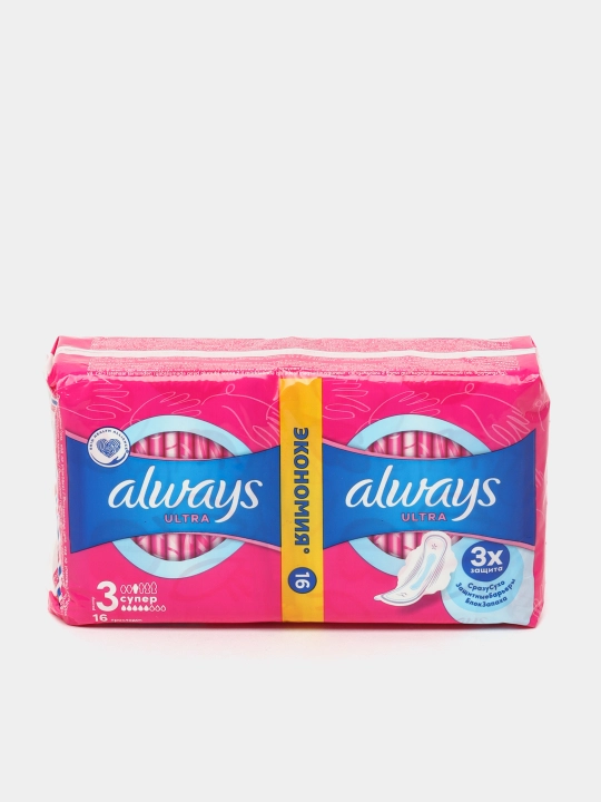 Always Ultra Super gigiyenik prokladkalar, o‘lchami 3, 16 dona