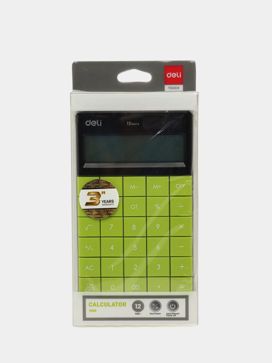 Калькулятор Deli E1589, 12 цифр, зеленый, 164.6*129.9*14.6 мм q0000003704