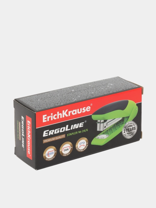 Stepler №24/6 ErichKrause ErgoLine, 30 gacha varoq, yorqin yashil