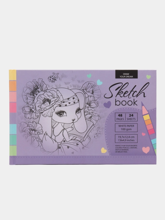 Sketchbuk 7BTs, 197x124 mm, 24 varaq, matli laminatsiya, dizayn 2104 - 