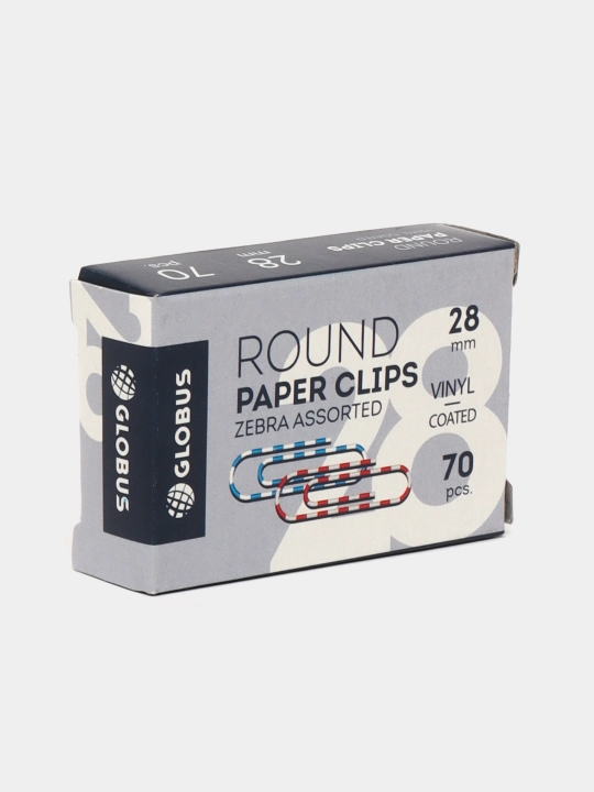 Скрепки канцелярские Globus Zebra Assorted С28-70 ПЗ, цветные, 28 мм, 70 шт - 