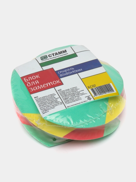 Yopishqoq yozuvlar uchun blok Stamm Basic, 8 * 8 * 4 sm, o'ralgan, rangli - 