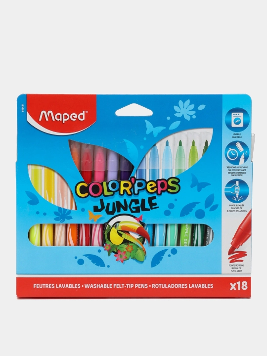 Фломастеры Maped Color'Peps Jungle, 18 цветов 845421 MR000693 - 