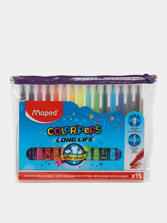 Фломастеры Maped Color Peps Zip Bag, 15 цветов - 