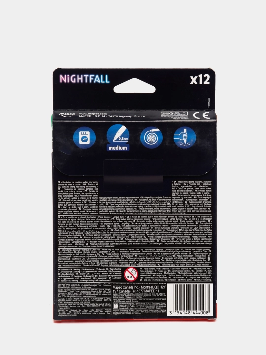 Фломастеры Maped Nightfall, 12 цветов