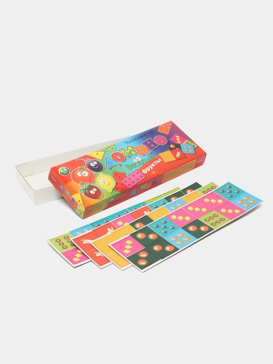 Настольная игра Домино, Веселые фрукты, 28 карточек - 