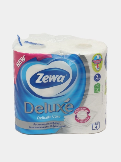 Туалетная бумага Zewa Deluxe Delicate Care без аромата 3 слоя 4 рулона — NIVEA-P004EB8