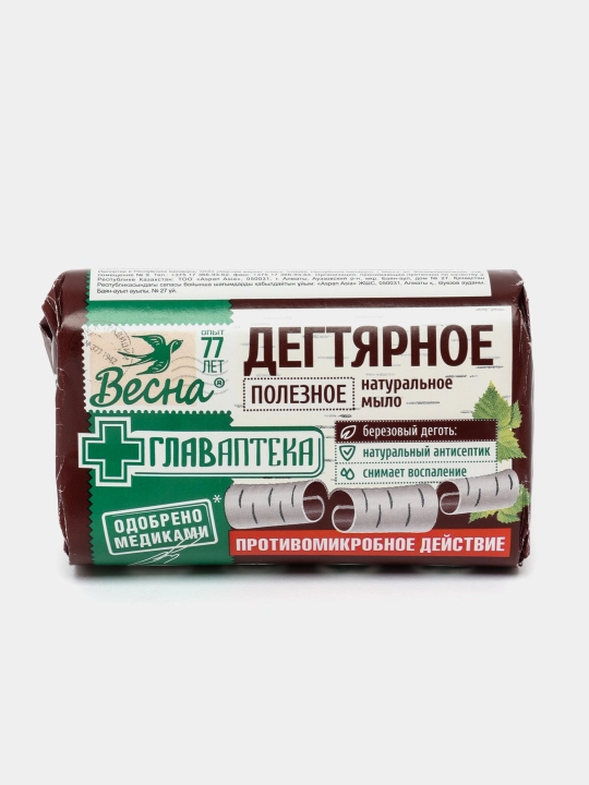 Дегтярное натуральное мыло Весна, 90 г - 