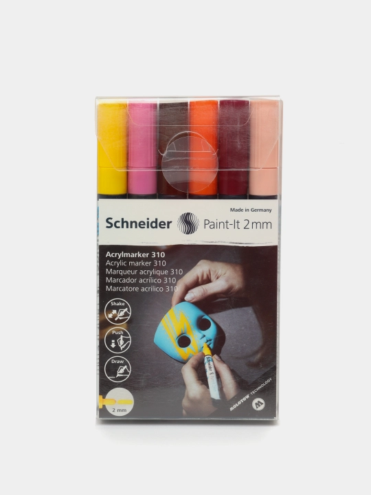 Акриловый маркер Schneider Paint-It 310 - 2 мм, набор из 6 цветов, сет № 3