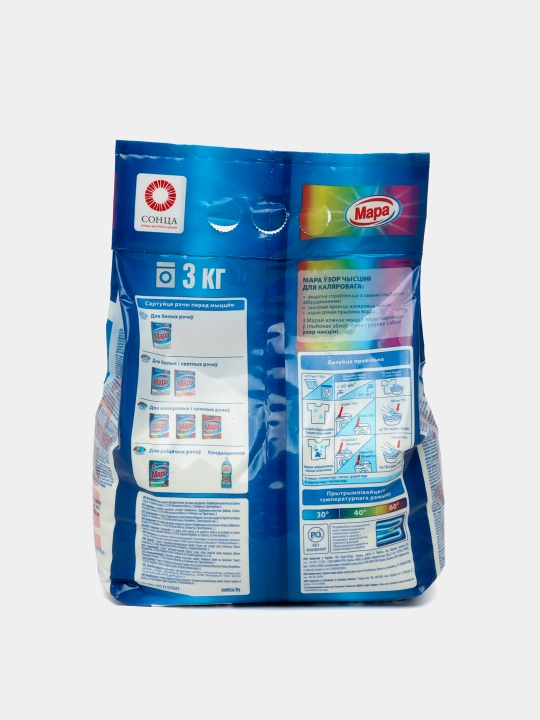 Rangli choyshab uchun kir yuvish kukuni Sontsa Mara poklik namunasi, 3 kg