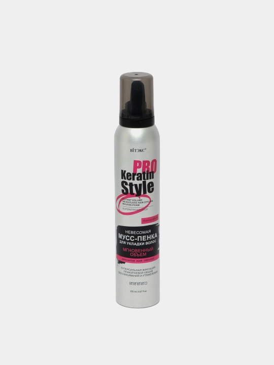 Soch turmagi uchun muss-ko'pigi Витэкс PRO Keratin Style Bir zumda hajmi, 200 ml