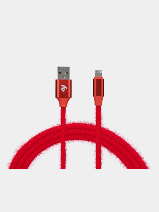 Кабель 2E USB-A - Lightning Fur, 1 м, крассный (2E-CCLAC-RED)