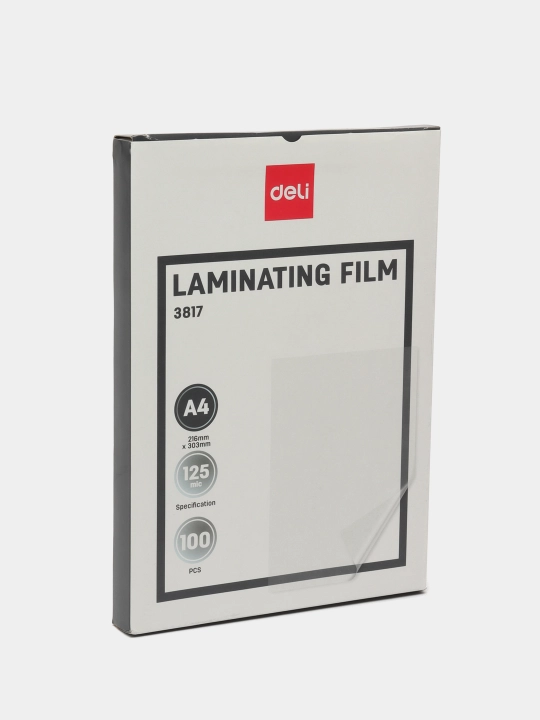 Laminatsiya uchun plyonka Deli 3817, А4 format, 125 mk, 100 varaq - 