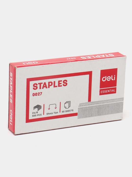 Stepler uchun skobalar 4 quti, Deli 0027, 24/8, 500 dona