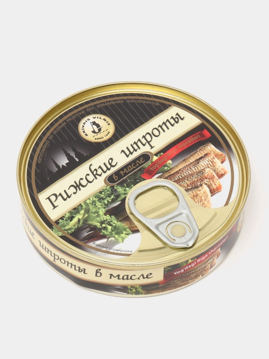 Dudlangan yog'dagi Riga shprotlari Brivais Vilnis, 160 g