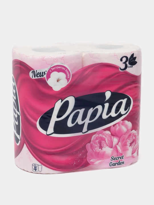 Tualet qog'ozi Papia Secret Garden, 3 qatlam 4 dona - 