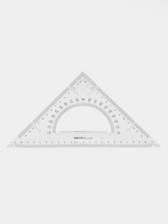 Ruler-uchburchak Deli 23 sm, 6425 + transportir