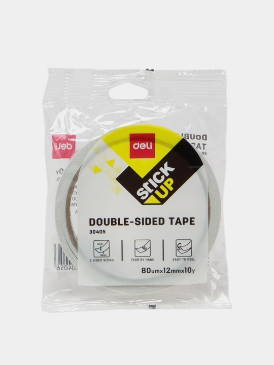 Ikki tomonlama yopishqoq skotch 5 dona Deli 30405, 12 mm * 9 m