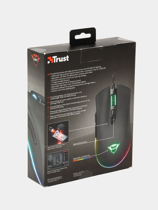 Проводная мышь Trust GXT 900 Qudos RGB Gaming RGB, чёрный, 23400TRUST