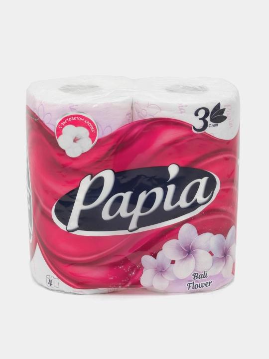 Tualet qog'ozi Papia Bali Flower, 3 qatlam 4 dona