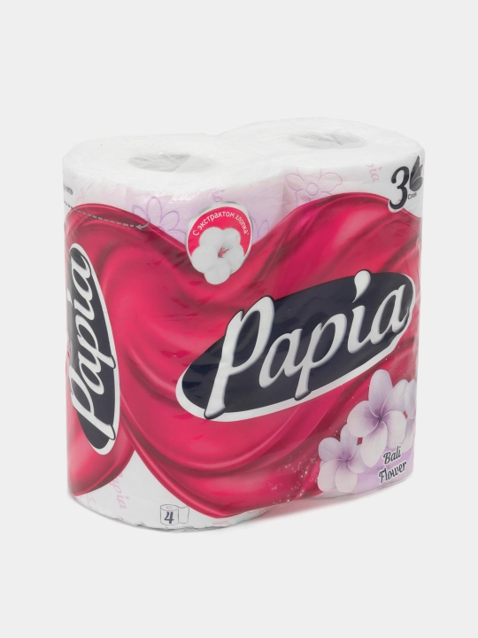 Tualet qog'ozi Papia Bali Flower, 3 qatlam 4 dona - 