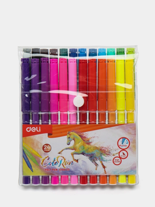 Фломастеры Deli 10023, смываемые, 24 цветов  - 