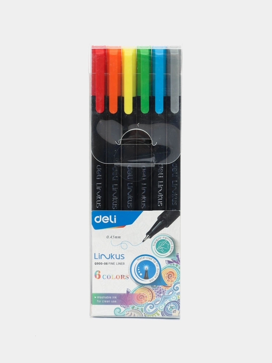 Лайнер ручки Deli 90006 Fine Liner, 6 цветов  - 