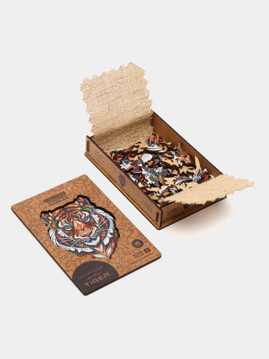 Деревянный пазл Unidragon "Lovely Tiger", размер S, 104 детали