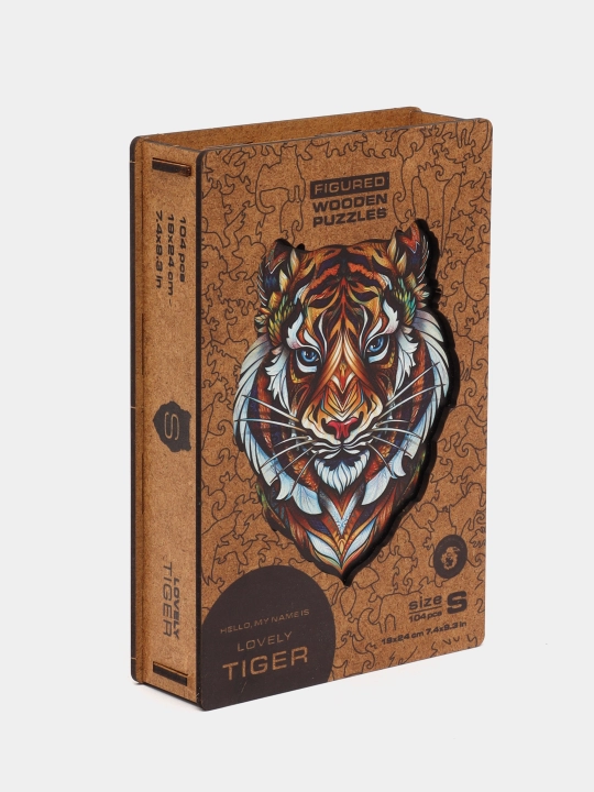 Деревянный пазл Unidragon "Lovely Tiger", размер S, 104 детали - 