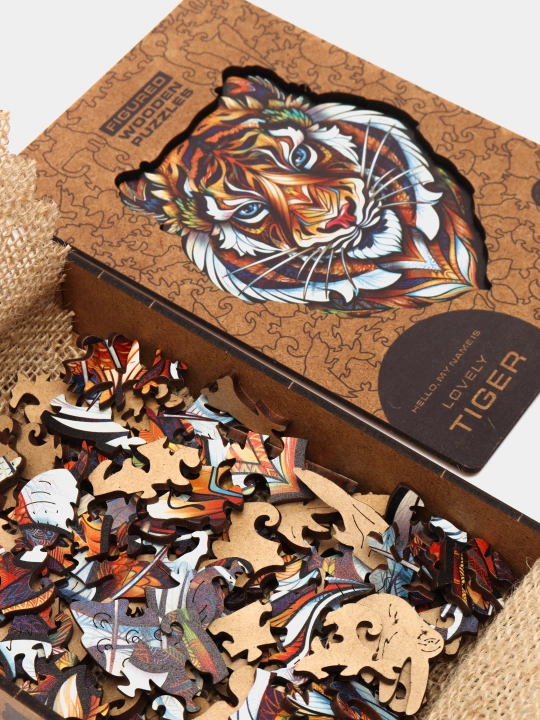 Деревянный пазл Unidragon "Lovely Tiger", размер S, 104 детали