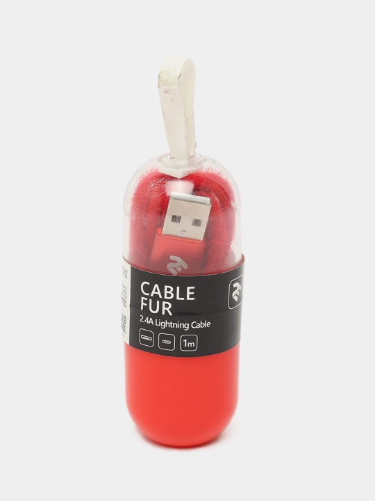 Кабель 2E USB-A - Lightning Fur, 1 м, крассный (2E-CCLAC-RED)