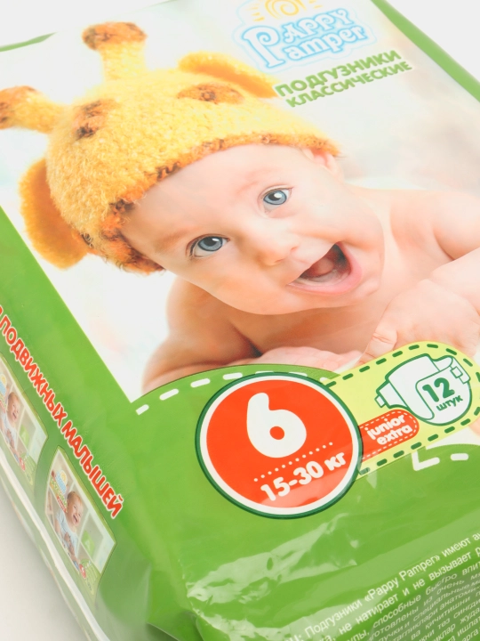 Bolalar tagligi Pappy Pamper, Junior #6, 12 dona