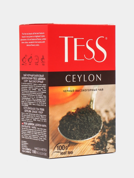 Qora choy Tess Ceylon, bargli, 100 g