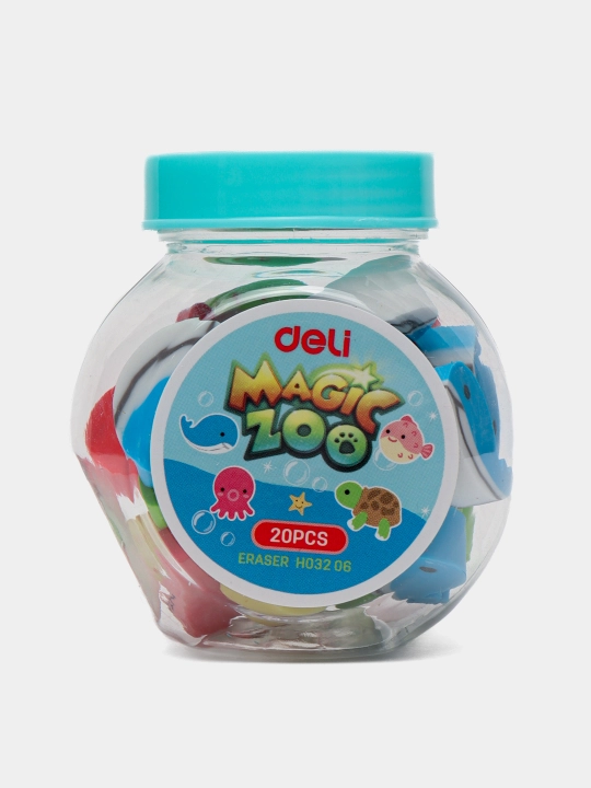 Ластик 5 туб, Deli MagicZoo EH03206/20, 20 шт в тубе - 